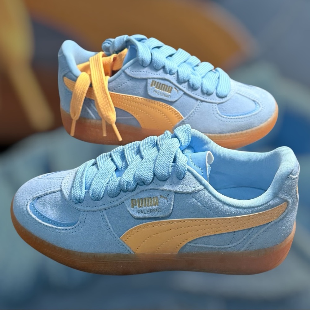 Puma Palermo Moda Xtra Light Blue Almost Apricot Gum Womens Size 6.5 Extra Laces